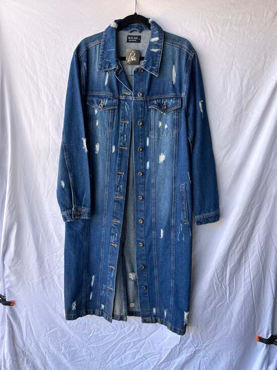 Blue Age Jackets & Blazers - NWT Dressed in LaLa Blue Age Jeans USA Distressed Long Denim Duster Jacket